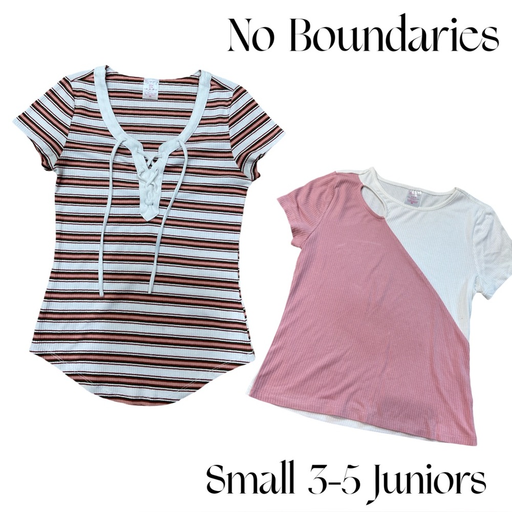 No Boundaries 3-5 small Striped Juniors Tops - White, Pink, green EUC